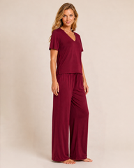 Dream Soft V-Neck Pajama Top in Cabernet