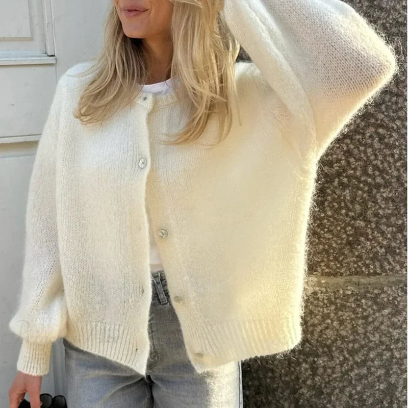 Button Up Lightweight Solid Cardigan beige / S