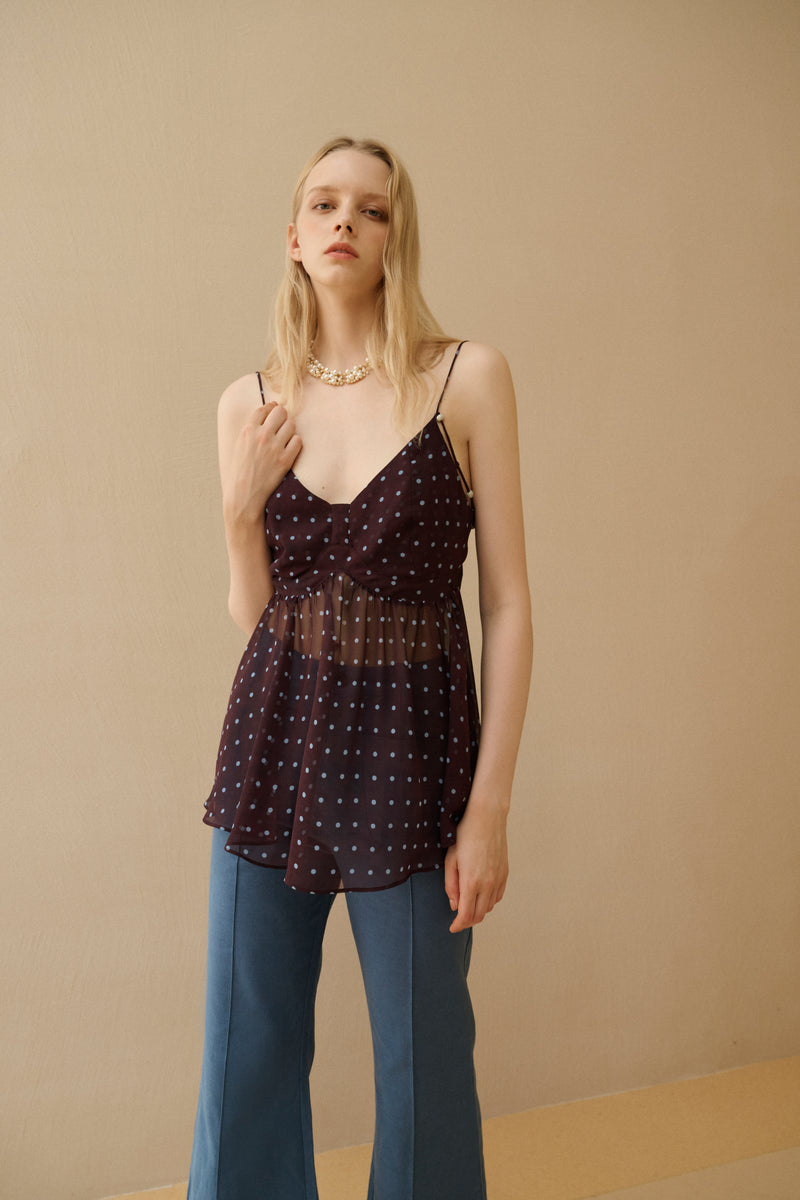 Polka dot spaghetti strap top