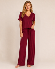 Dream Soft V-Neck Pajama Top in Cabernet