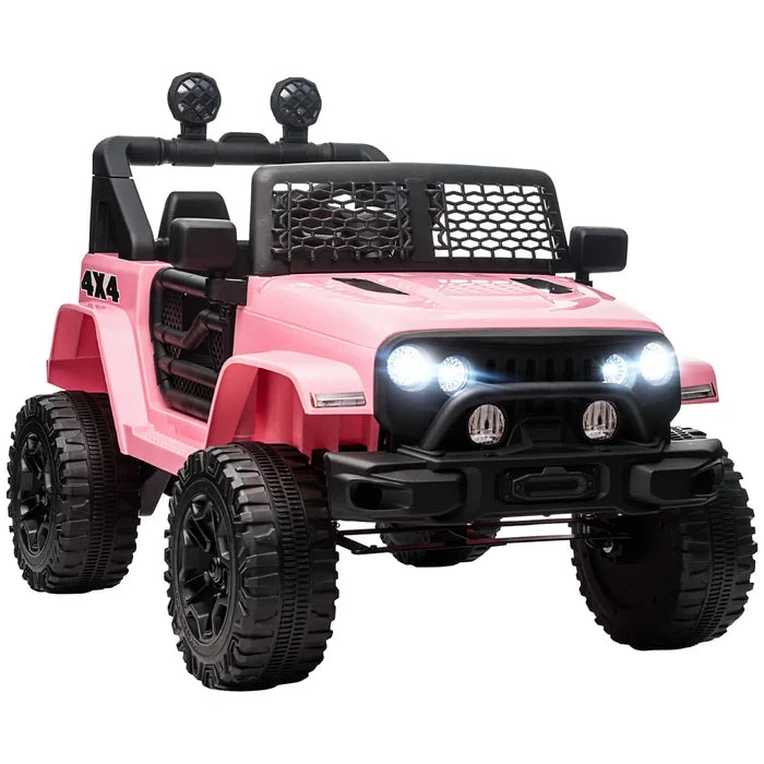 Aosom 12V Electric Truck Off Road Electric Pickup with Remote Control, Adjustable Speed, Ride on Car for Kids, Pink