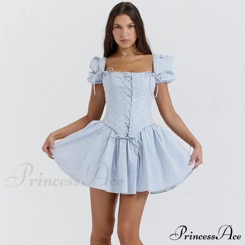 Countryside Summer Puff Charming Sleeve Corset Mini Dress