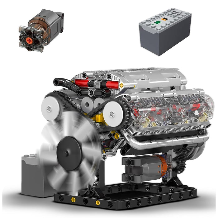 Mould King V8 Engine Building Blocks Sets, MOC Scale Model Kit with Battery and Motor (535 Pcs)