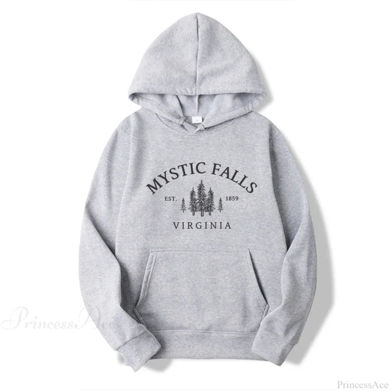 Mystic Falls Virginia Salvatores Vampire Fan Unisex Long Sleeve Christmas Hoodie Gray / S Hoodies-L