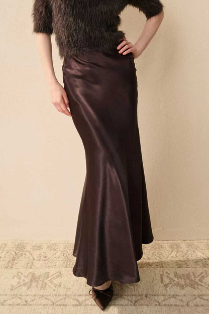 Satin mermaid maxi skirt