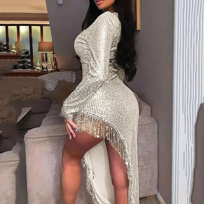 Sexy Asymmetrical Dress Womens Gown Cocktail Bodycon Party Night Christmas Dresses-L
