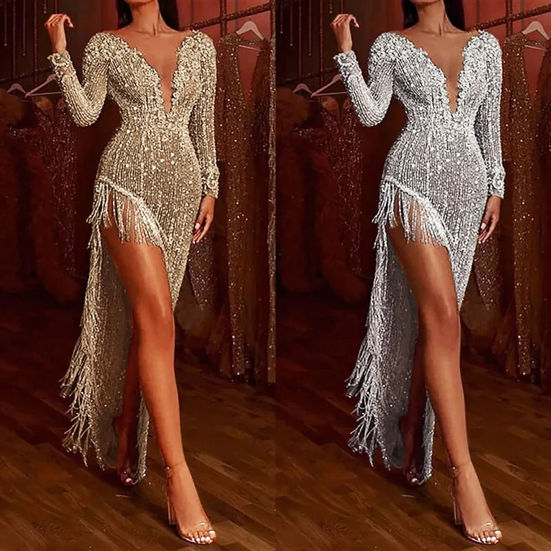 Sexy Asymmetrical Dress Womens Gown Cocktail Bodycon Party Night Christmas Dresses-L