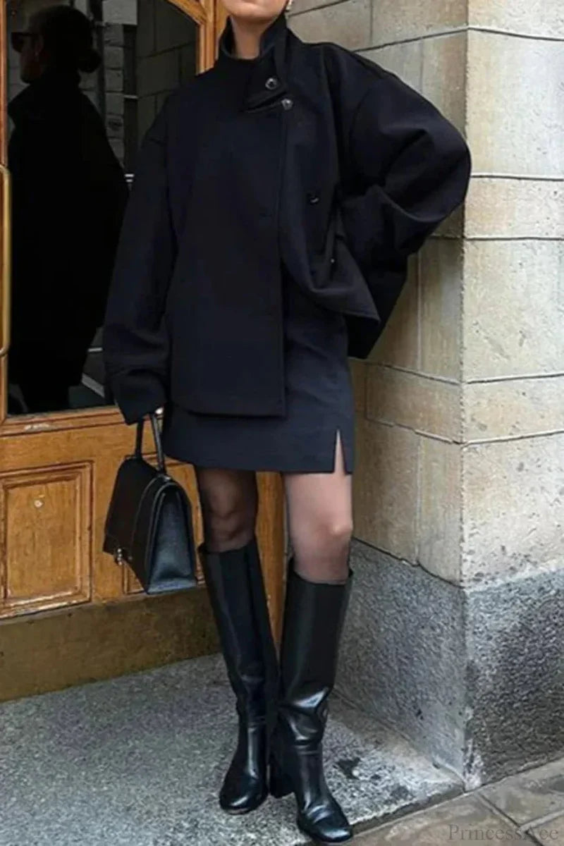 Short Woolen Casual Lapel Overcoat